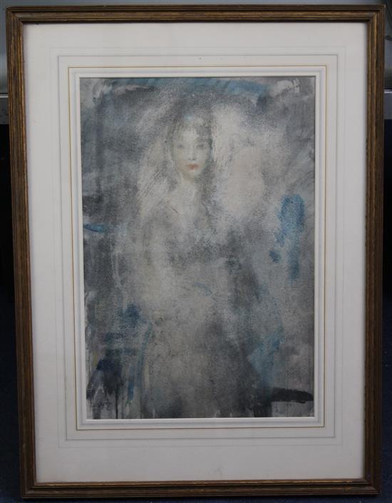 Attributed to Ambrose McEvoy (1878-1927) Study of a standing woman, 16.5 x 11.25in.